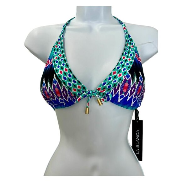 La Blanca Geometric Triangle Halter Bikini Top Size Small - Picture 1 of 4
